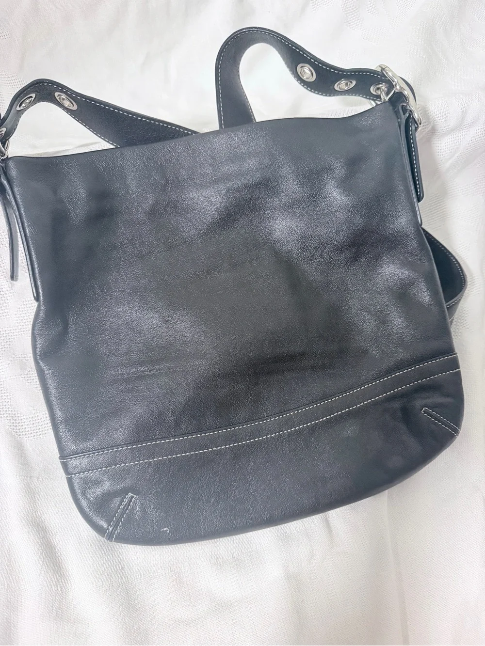 Vintage black leather Coach Soho slim hobo bag